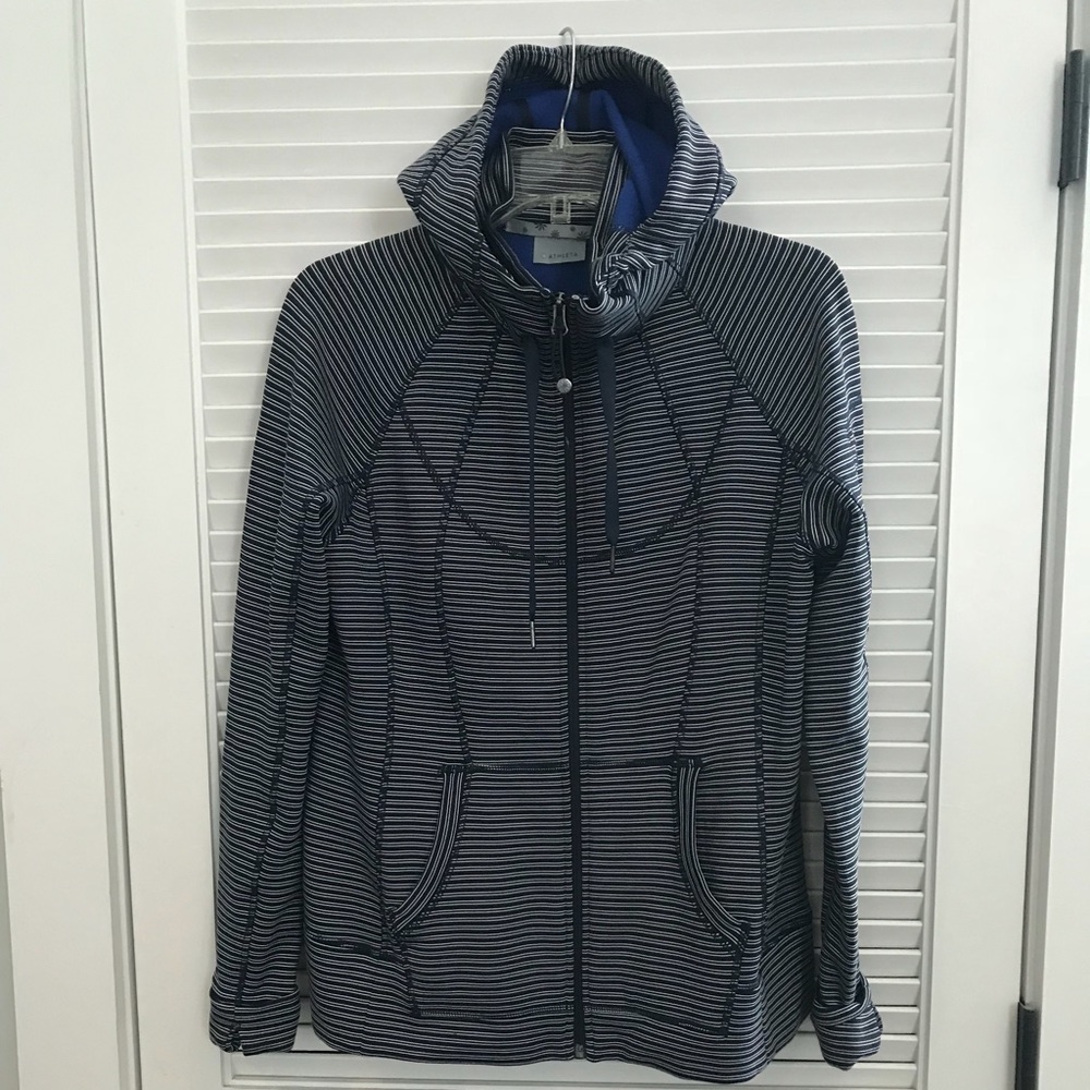 Athleta Jacket in Large (navy/white striped)